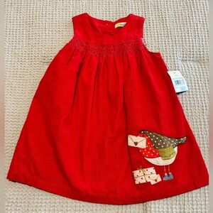 NEW Boden Baby Delivery Robbin Pinnie Dress Red Corduroy 12-18 Mos. NWT